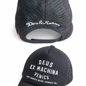 Black Trucker Hat - Deus Ex Machina Venice Logo